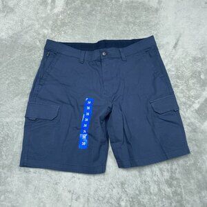 Copper & Oak Mens Cargo Shorts 36 Blue Cotton Blend Stretch Casual a1082
